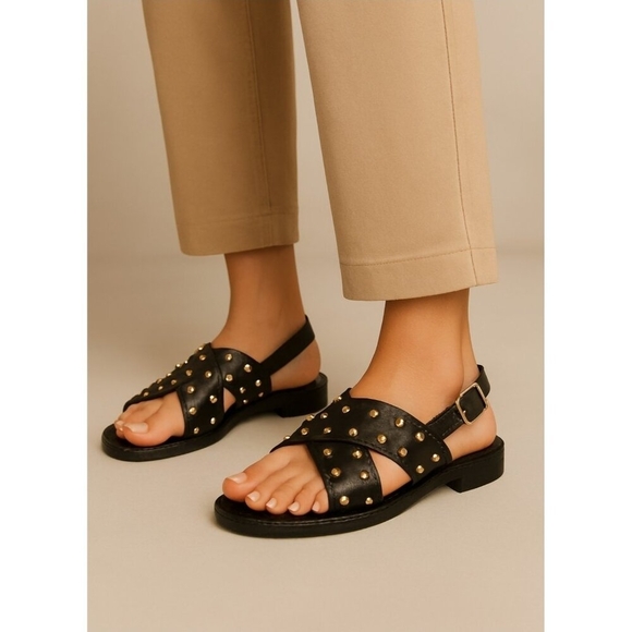 Maje Leather Studded Accent sandal Size EU 38/US 7.5 - Picture 1 of 11